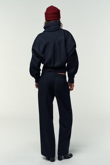 PANTALON DROIT NERVURÉ - Bleu marine de Zara - Image 4