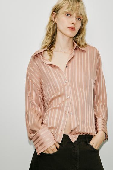 CAMISA RAYAS - rosa claro de Zara