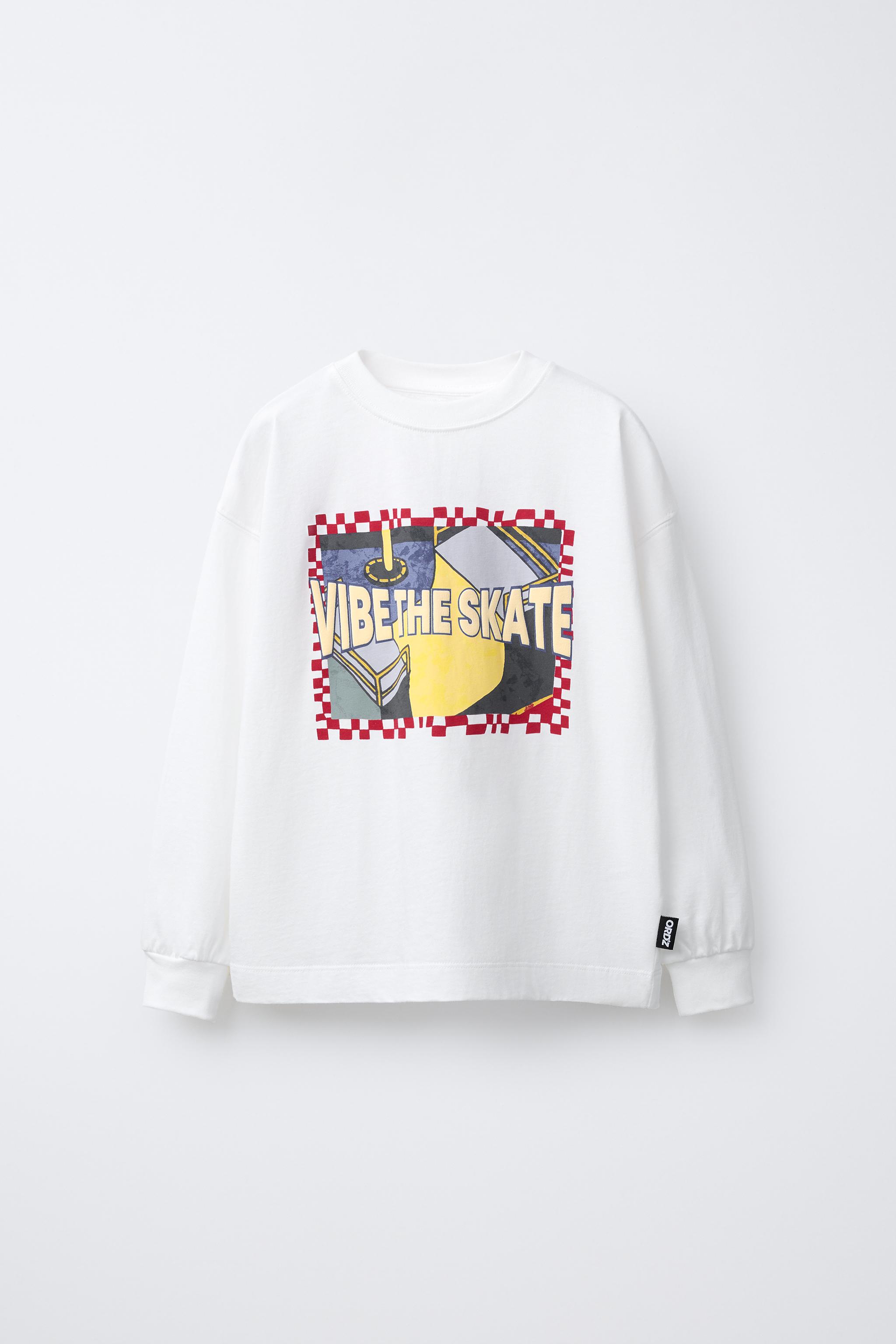 T-SHIRT WITH RAISED PRINT - Oyster-white | ZARA Singapore