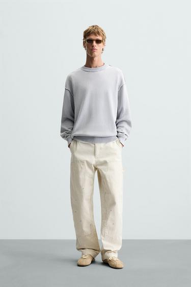 Zara WASHED REVERSE EFFECT SWEATER - Sky blue - Image 0
