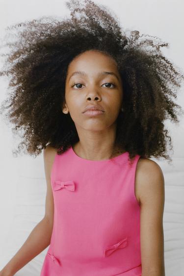 POPLIN DRESS WITH BOWS - Fuchsia by Zara