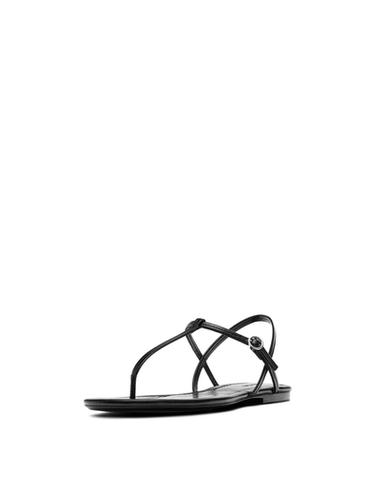 Zara Strappy flat sandals with toe divider - Black