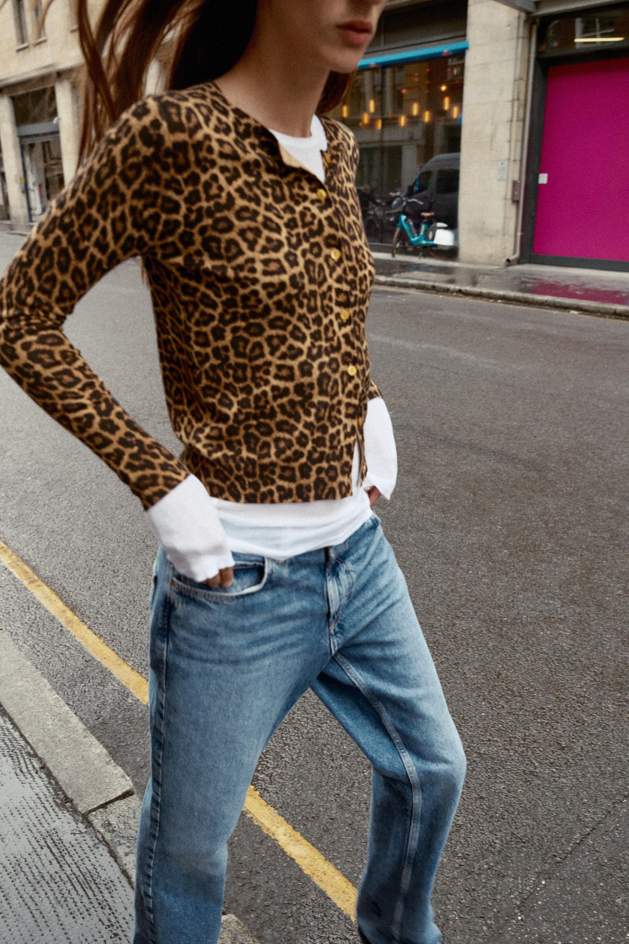 モノトーンアニマルプリントカーディガン ZARA - ZARA アニマルプリント カーディガン Sサイズ ブラウンの