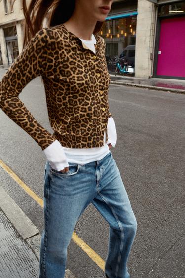 ANIMAL PRINT CARDIGAN - Black / Brown by Zara - Image 4