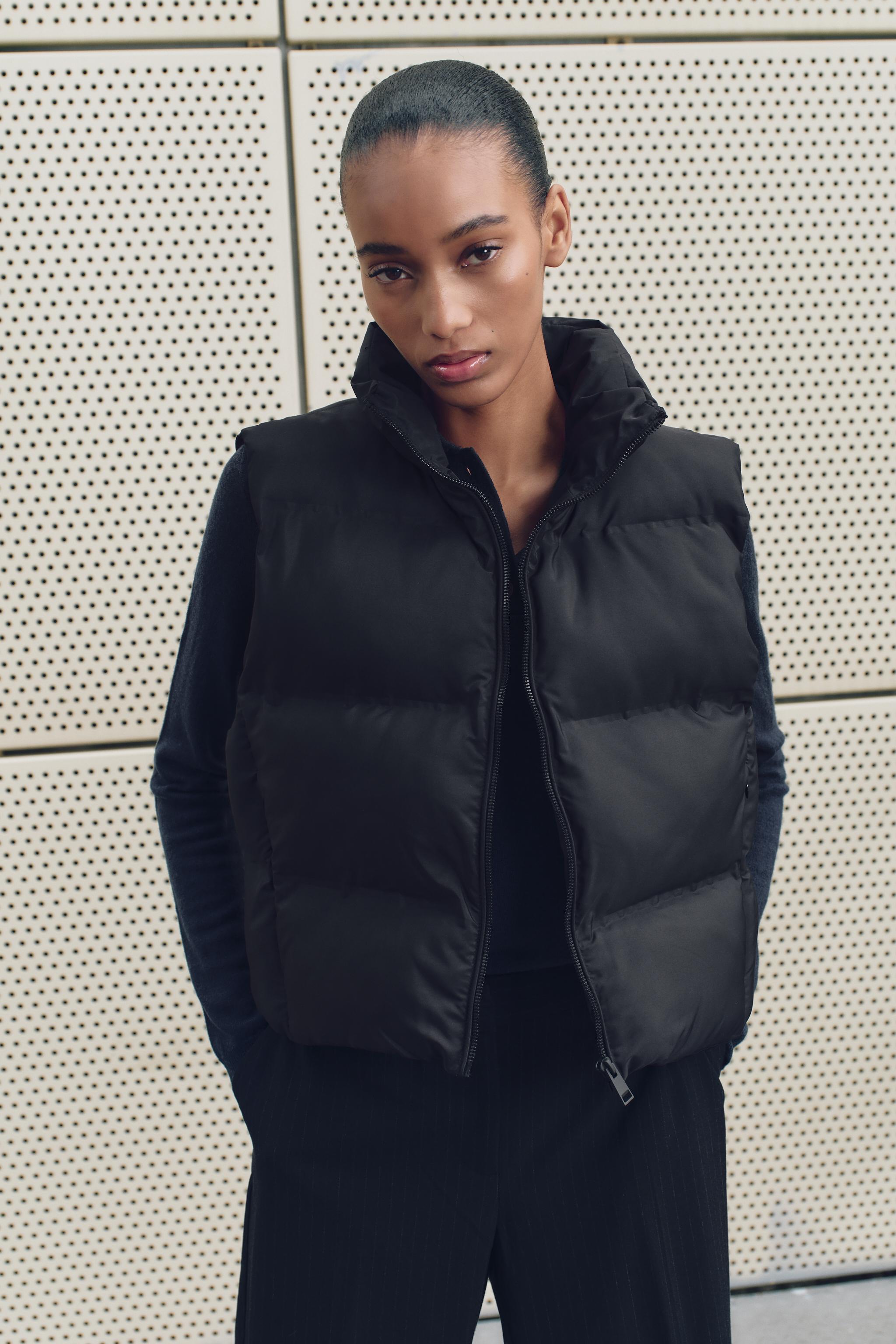 WATER REPELLENT WINDPROOF PUFFER VEST Black ZARA Canada