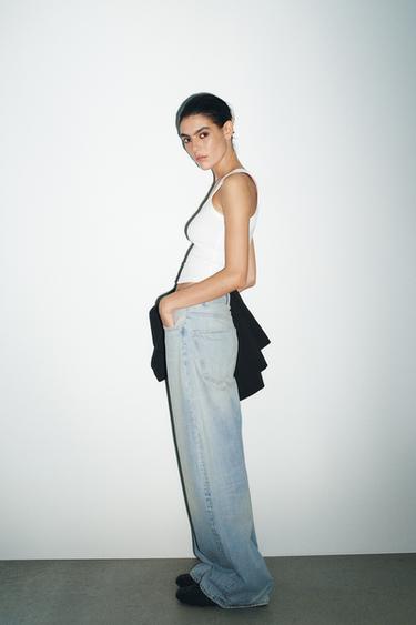 JEANS TRF EXTRA WIDE LEG TIRO ALTO - Azul agua de Zara