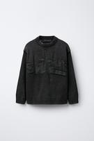 STRIPED CROCHET KNIT POLO SHIRT