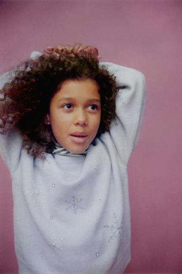 PULL EN MAILLE FLOCONS DE NEIGE - Bleu clair de Zara