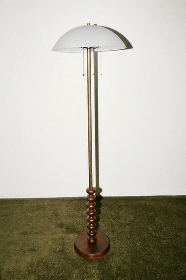 GLASS AND WOOD FLOOR LAMP — Multicoloured 1