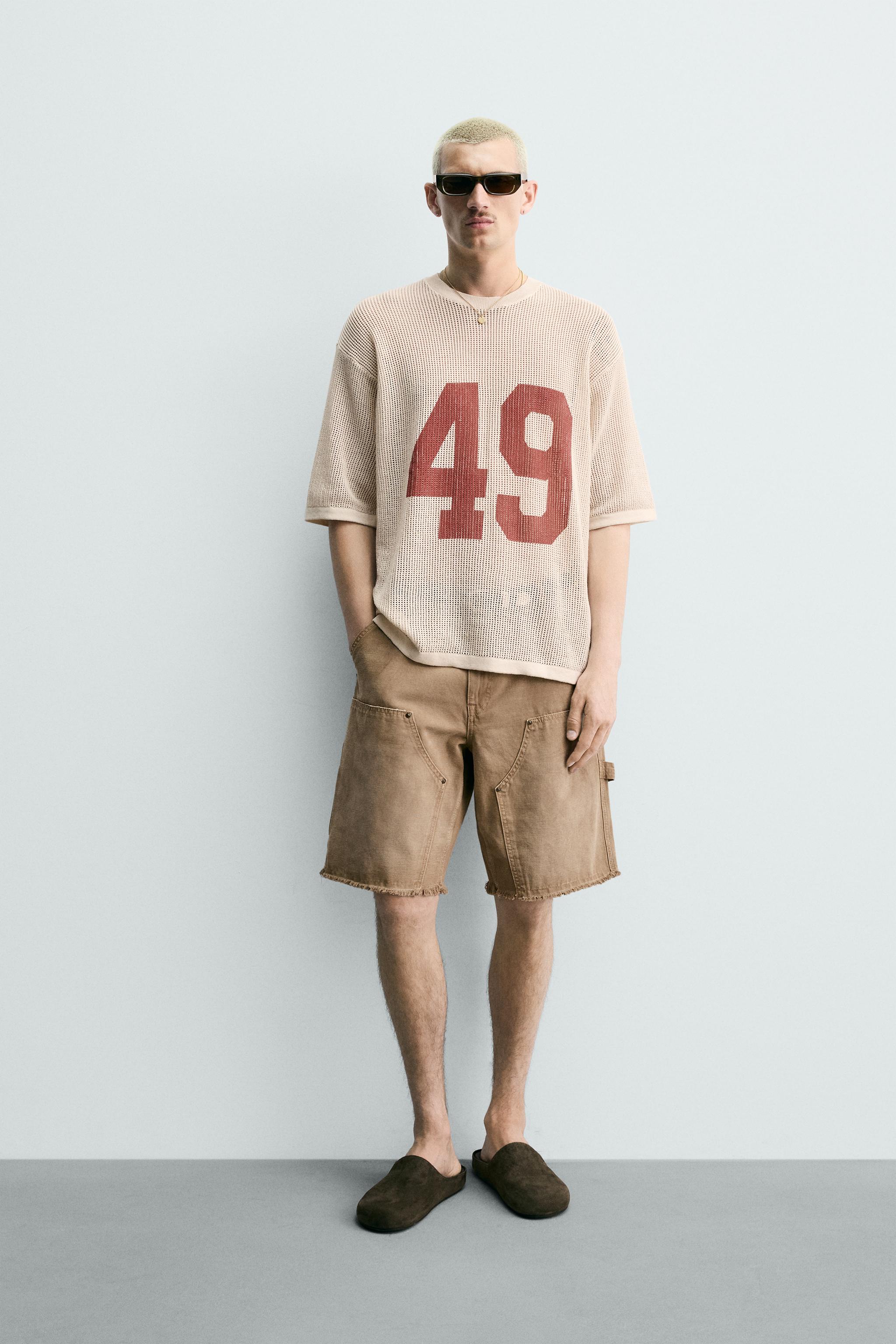NUMBERED MESH KNIT T-SHIRT - Ecru | ZARA Canada
