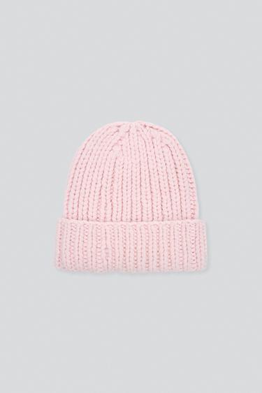 GORRO PUNTO 100% LANA - Rosa / Blanco de Zara