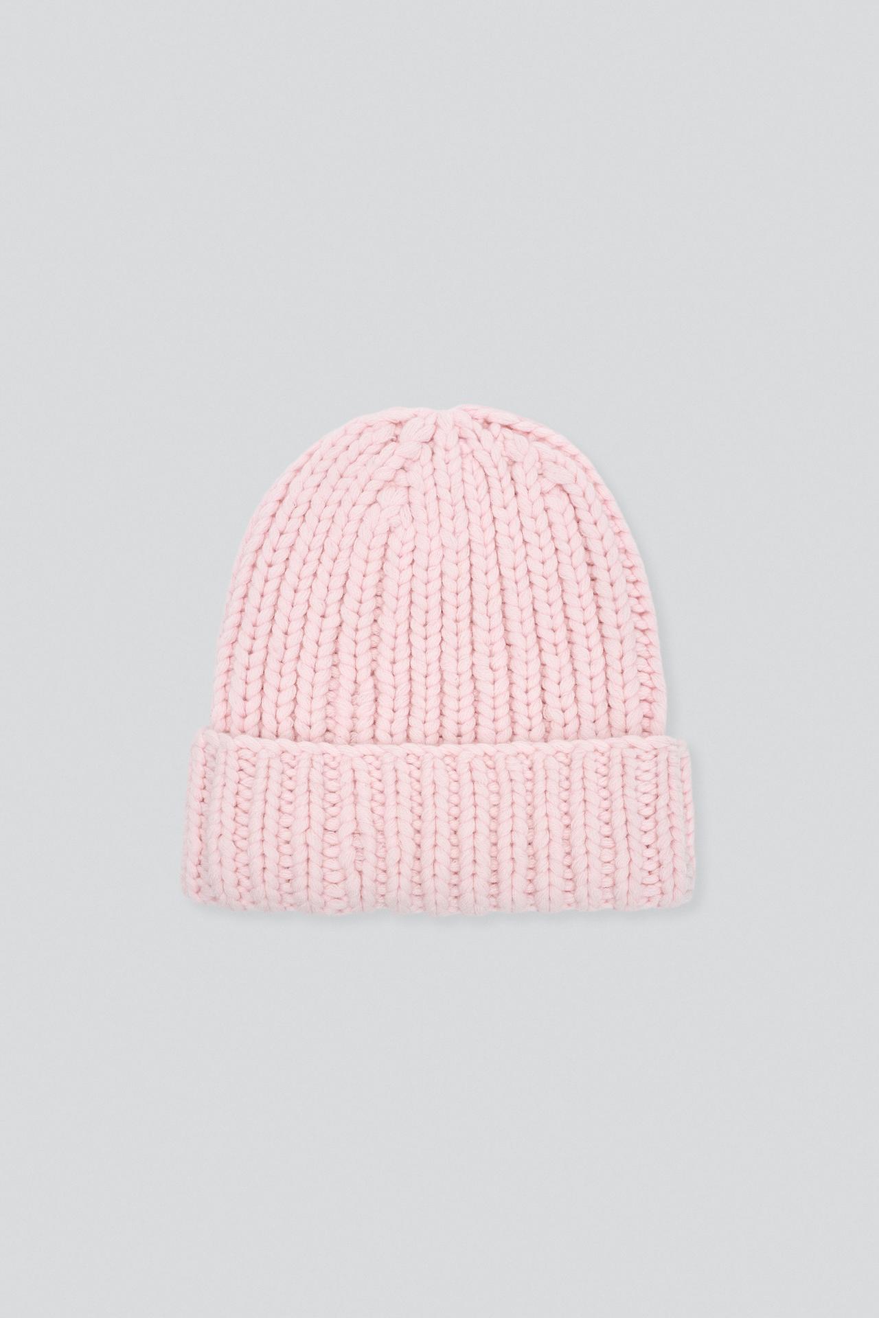 STRIPED 100% WOOL KNIT BEANIE — Pink / White