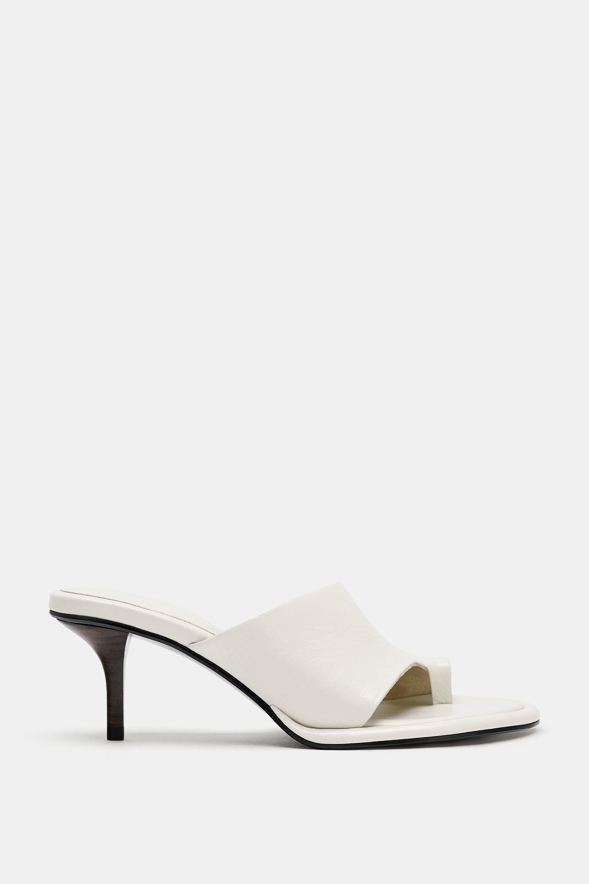 Женские сандалии Zara LIMITED EDITION LEATHER HEELED SANDALS — фото 4