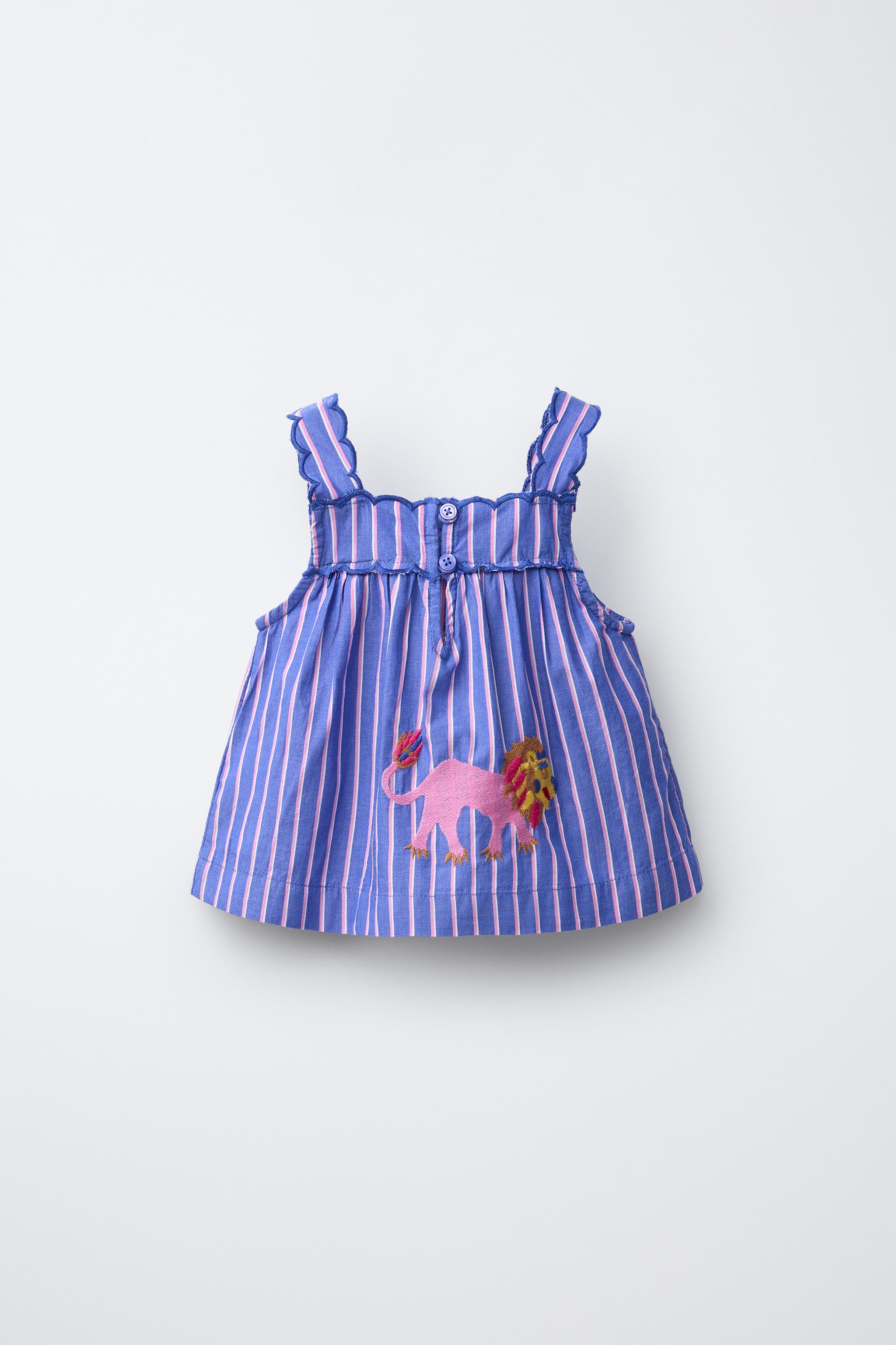 SISSEL EDELBO X ZARA KIDS刺繍ストライプ柄トップス - ブルー | ZARA