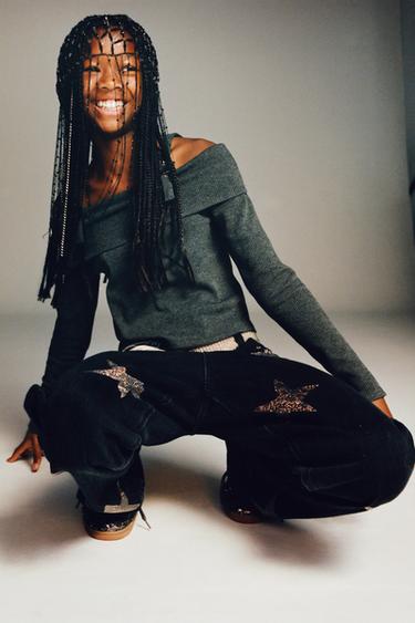 RIBBED T-SHIRT WITH BUCKLES - Grey marl by Zara