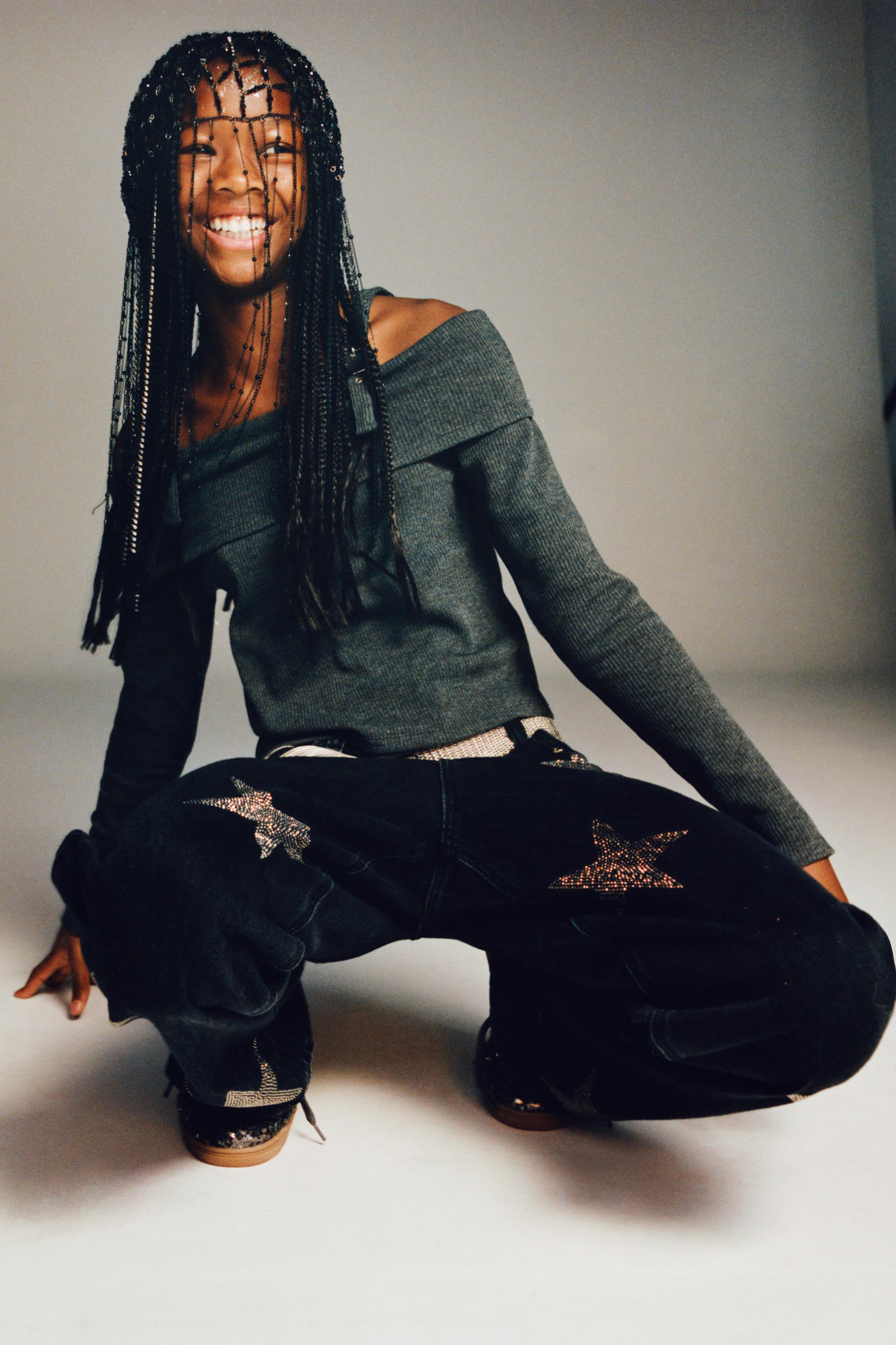 SPARKLY STARS WIDE LEG JEANS