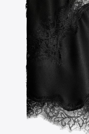 레이스 란제리 탑 ZW 컬렉션 - Zara 블랙
