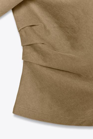 T-SHIRT ASYMÉTRIQUE DÉLAVÉ - Marron foncé de Zara - Image 10