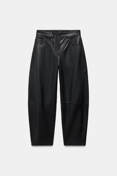 ZW COLLECTION LIMITED EDITION LEATHER BARREL TROUSERS - Black by Zara - Image 8