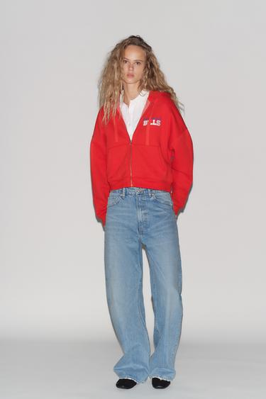Zara TRF MID-RISE BAGGY NFL JEANS - Navy blue