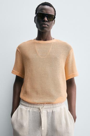 OPEN TEXTURED T-SHIRT - Tangerine by Zara - Image 4