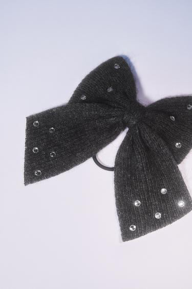 HAARGUMMI MIT SCHLEIFE UND STRASS - Dunkelgrau von Zara