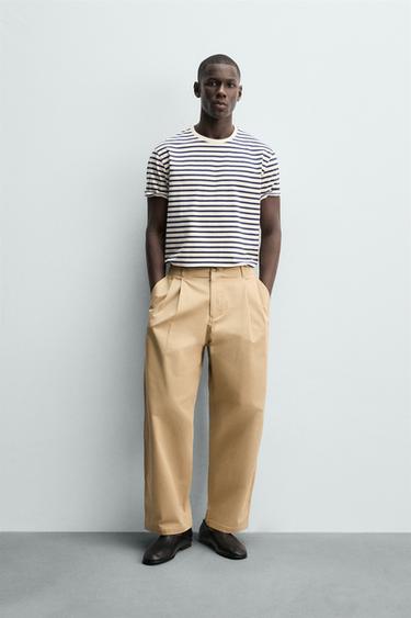 BASIC MEDIUM WEIGHT T-SHIRT /02 - White / Navy by Zara