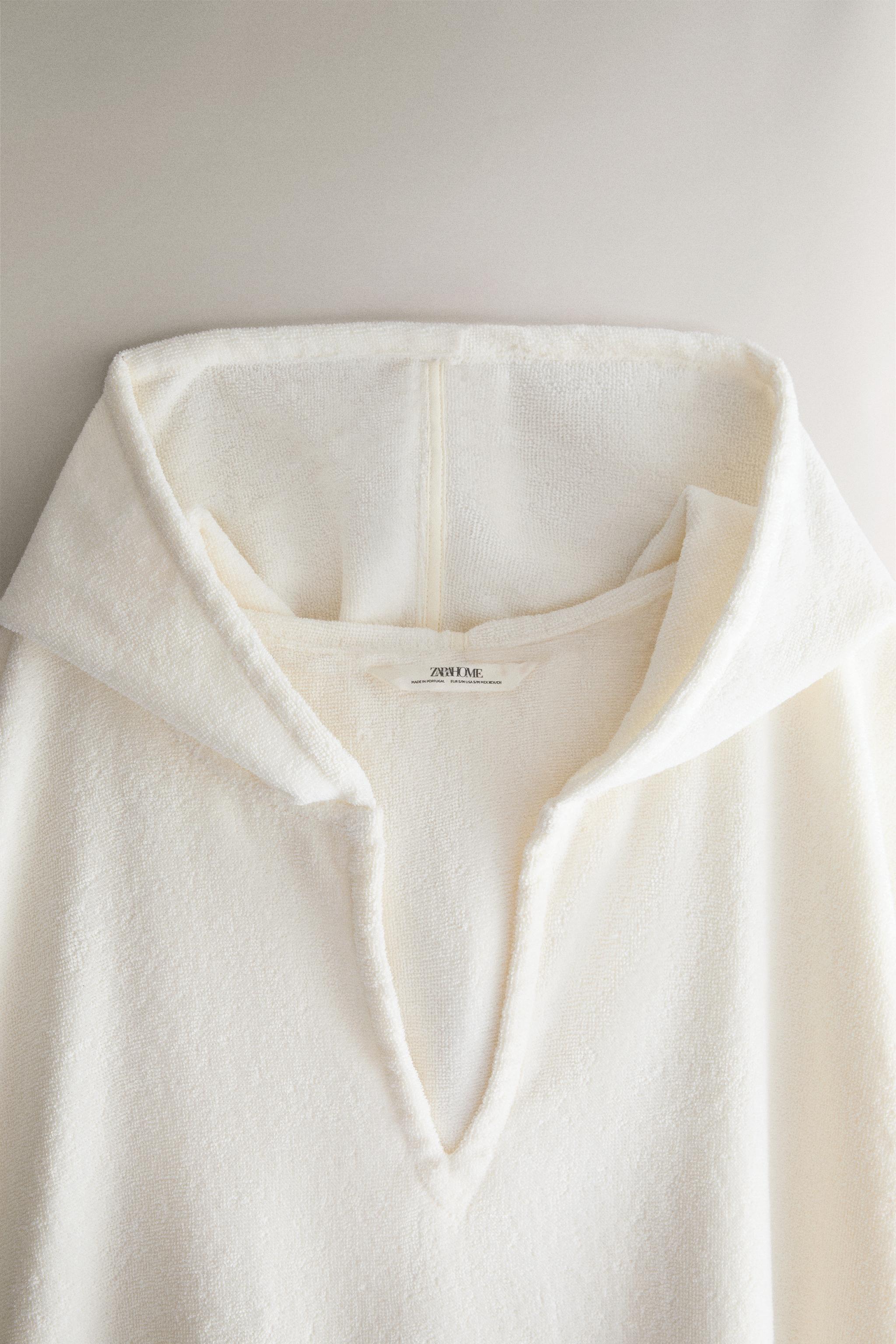 COTTON TERRYCLOTH BEACH PONCHO — Ivory
