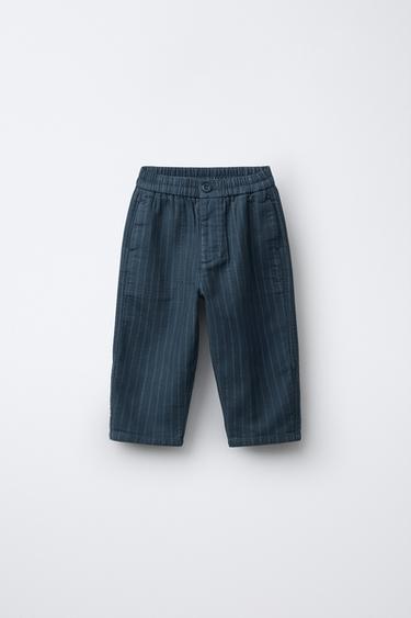 STRIPED BAGGY TROUSERS - Blue by Zara