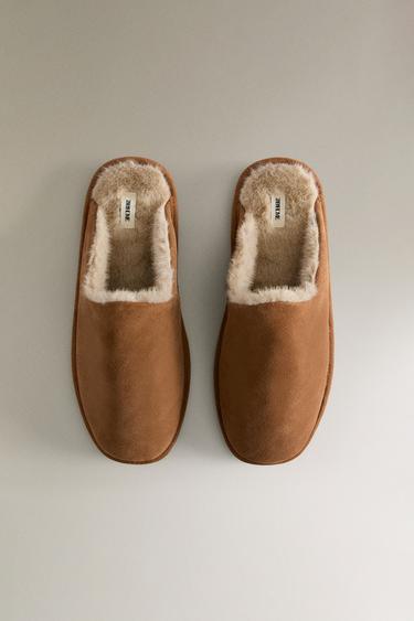COSY LEATHER SLIPPERS - Brown by Zara - Image 3