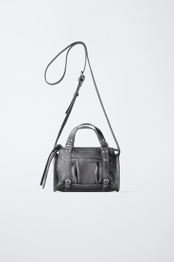 STUDDED CROSSBODY BAG - Grey by Zara - Image 0