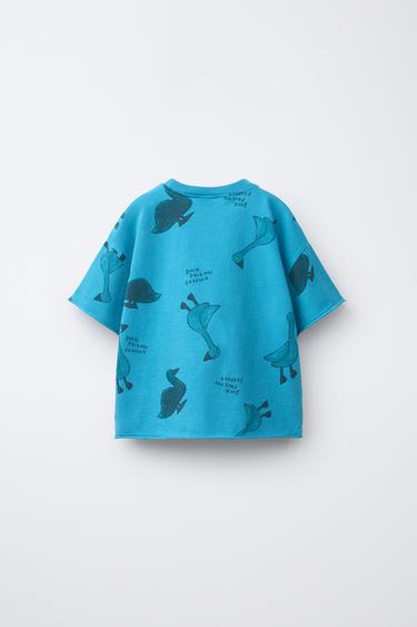 DUCK PRINT T-SHIRT - Mid-blue by Zara - Image 1