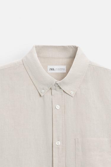 CHEMISE EN LIN ET COTON - Beige clair de Zara - Image 6