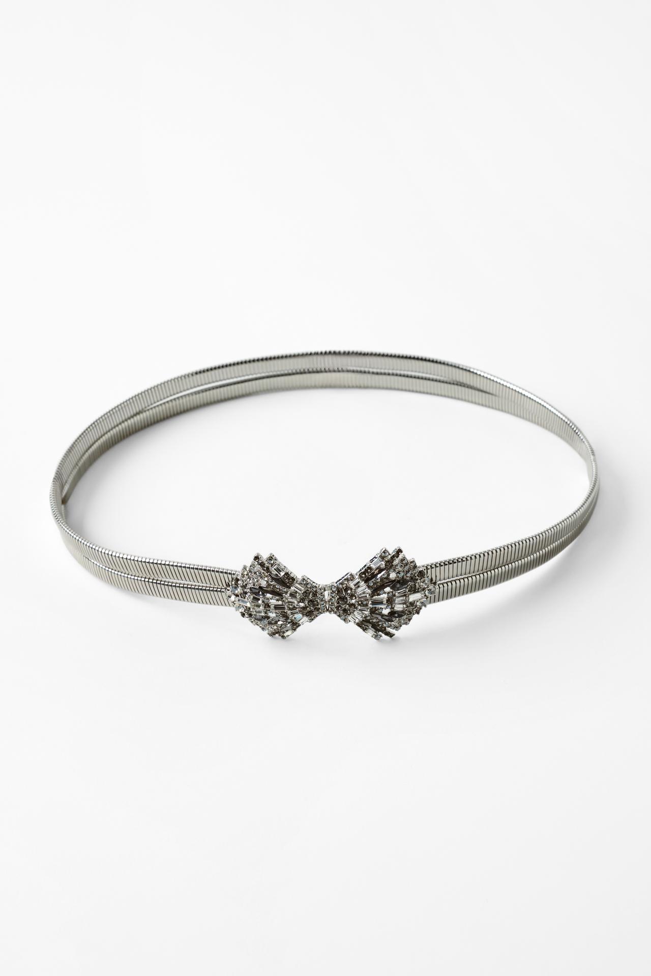 DOUBLE JEWEL STRETCH BELT — Silver