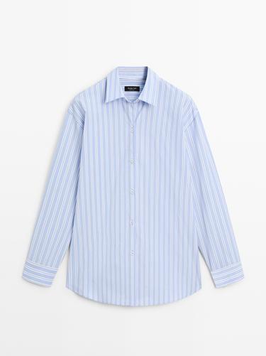 Zara 100% cotton striped shirt - Blue - Image 0