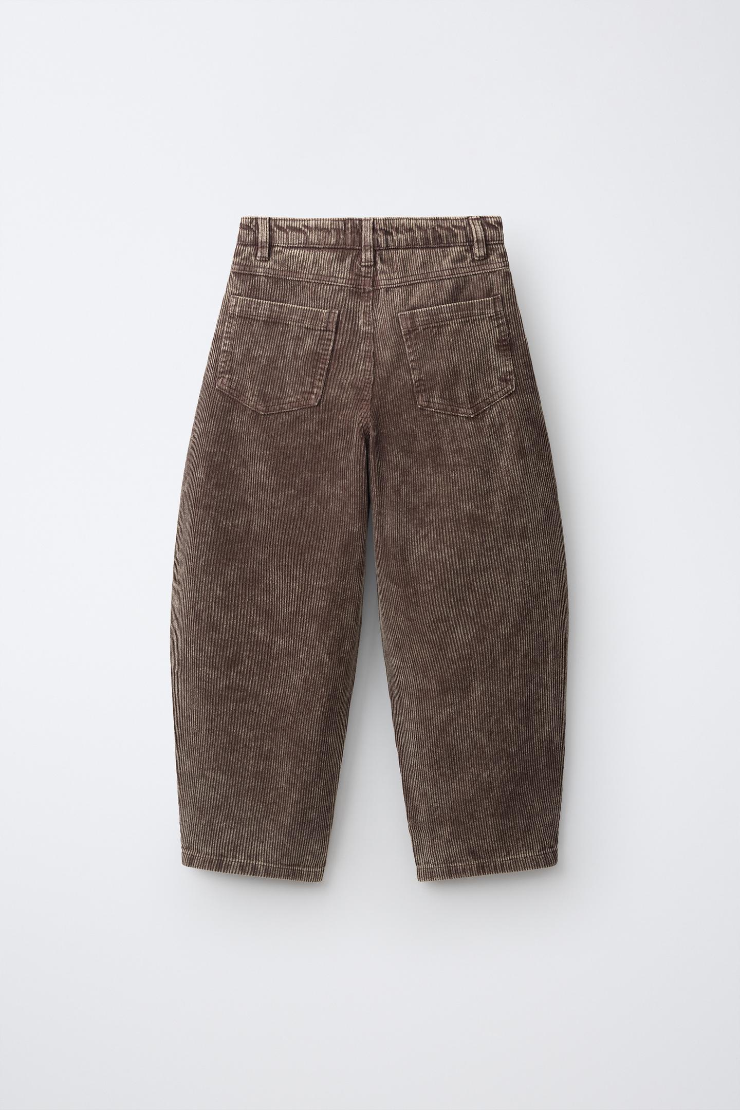 Детские брюки Zara Washed Corduroy Balloon, цвет: Тёмный коричневый — фото 3