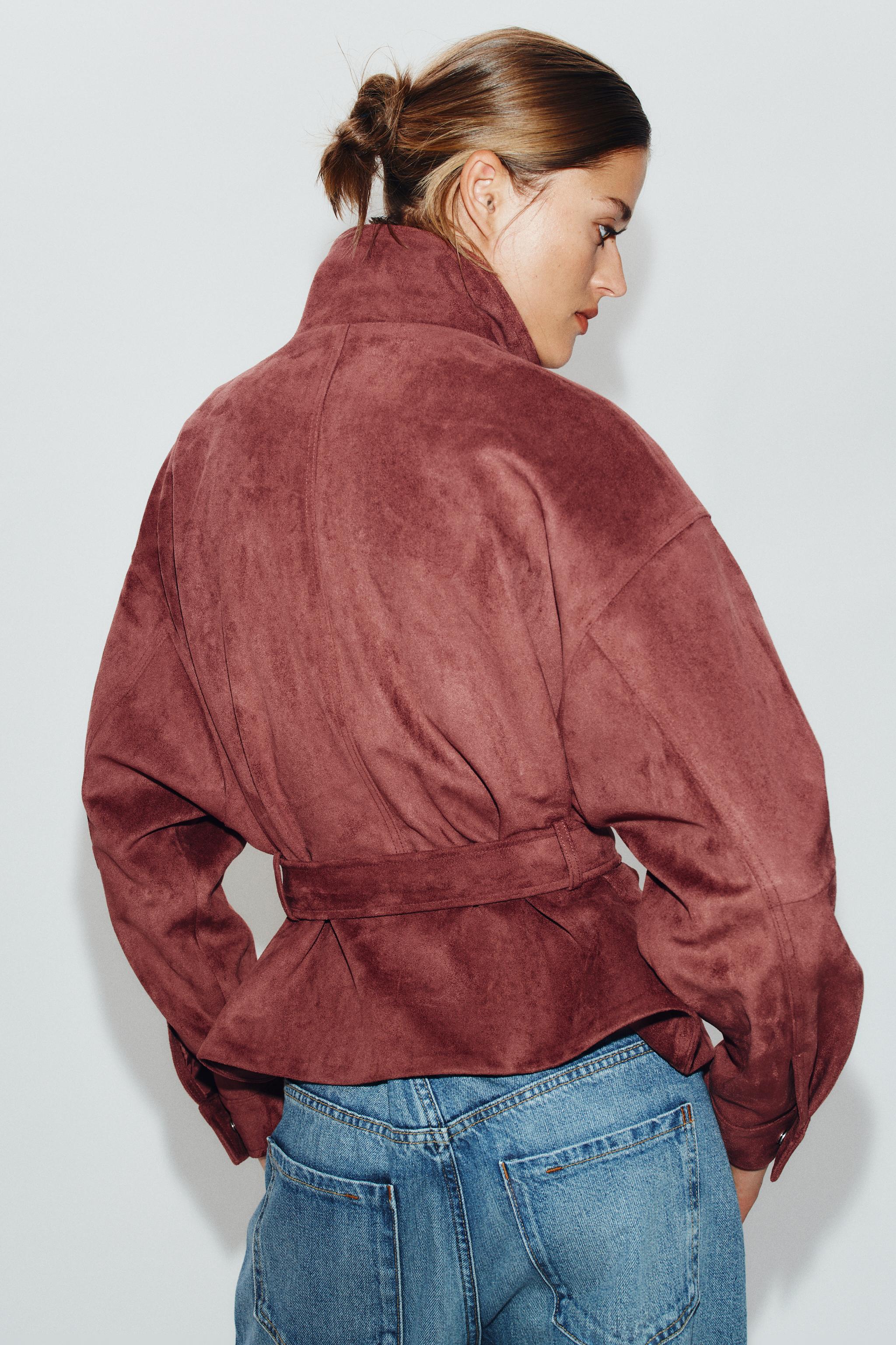 BLOUSON EFFET DAIM AVEC CEINTURE