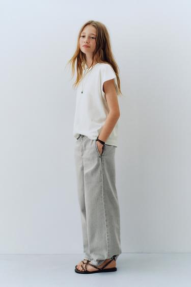 JEANS WIDE LEG CORDÓN - Zara 그레이