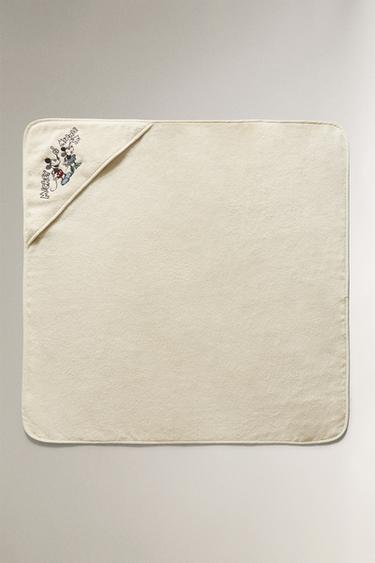 SERVIETTE DE BAIN À CAPUCHE COTON ÉPONGE MICKEY & MINNIE ©DISNEY - Jaune clair de Zara - Image 2