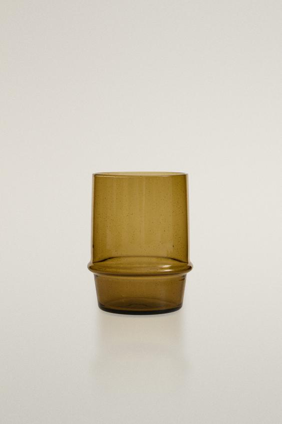 BUBBLE-EFFECT GLASS TUMBLER - Brown / Green by Zara - Image 0