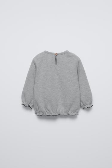 SOFT TOUCH T-SHIRT WITH LETTUCE-EDGE DETAIL - Grey marl by Zara - Image 1