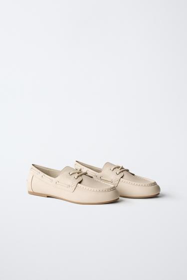 LACE-UP DECK SHOES - Beige by Zara - Image 1