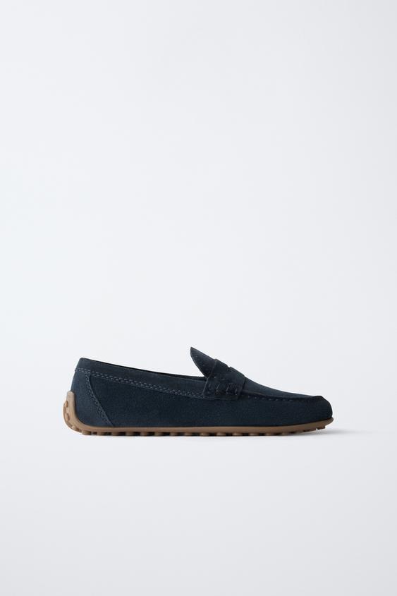 LEATHER DECK SHOES - Navy Blue by Zara - Image 0