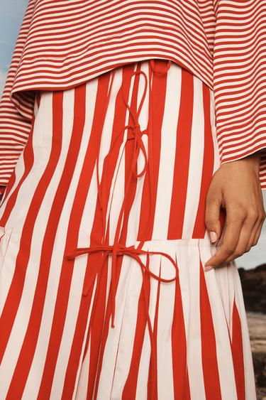 LIMITED EDITION STRIPED MIDI SKIRT - White / Red by Zara - Image 2