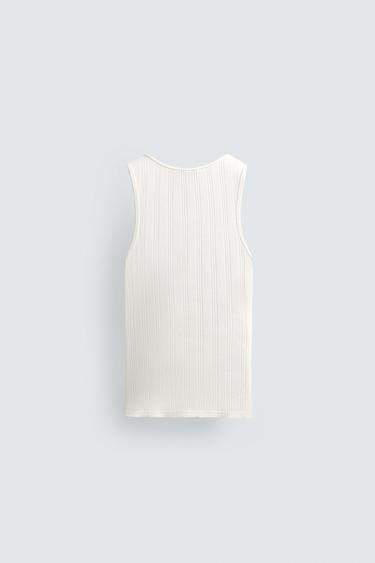 DÉBARDEUR EN MAILLE CÔTELÉE - Blanc cassé de Zara - Image 7