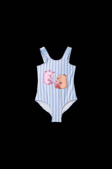 Zara AGES 6-14 / STRIPED CAPYBARA CAPYFUN © SWIMSUIT - Blue - Image 0