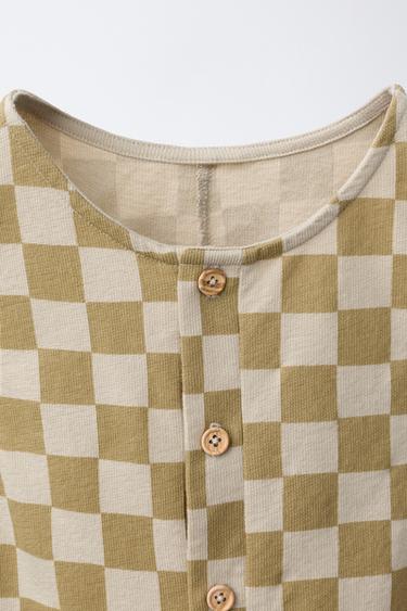 SALOPETTE LONGUE À DAMIER - Beige clair de Zara - Image 2