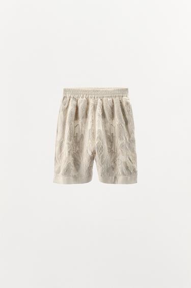 BEADED TEXTURED BERMUDA SHORTS - Ecru by Zara - Image 5