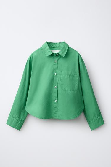 PLAIN POPLIN SHIRT - Green by Zara