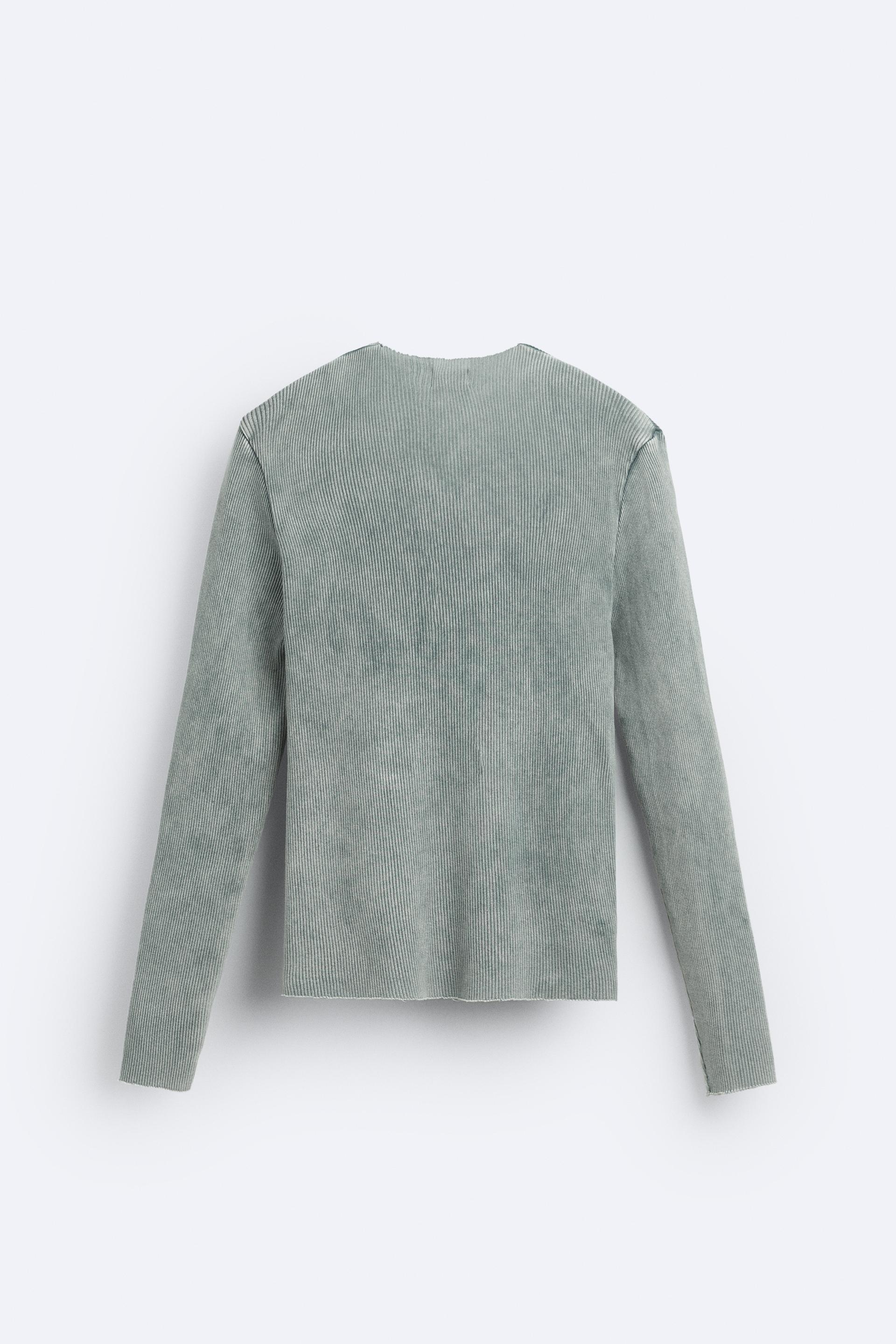 Zara Green Ribbed Knit Top, RegalFille